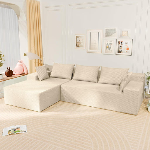 107Inches Cloudlike Sectional Sofa Left Chaise Beige