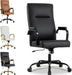 OWTHY Office Desk Chair,Leather Conference Room Chairs with Wheels,Modern High Back Executive Office Chair with Memory Foam,Ergonomic Swivel Computer Chair for Home Office,Black