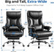 Big and Tall Office Chair,Heavy Duty Gaming Chair with Foot Rest and Wide Pocket Spring Cushion Reclining Height Adjustable for Home Office Work, Comfy Pu Leather Black-White