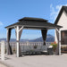 8' X 12' Hardtop Gazebo Metal Double Roof White Aluminum Frame Outdoor Heavy Duty Gazebo with Curtain and Netting for Patio Garden and Backyard, Grey