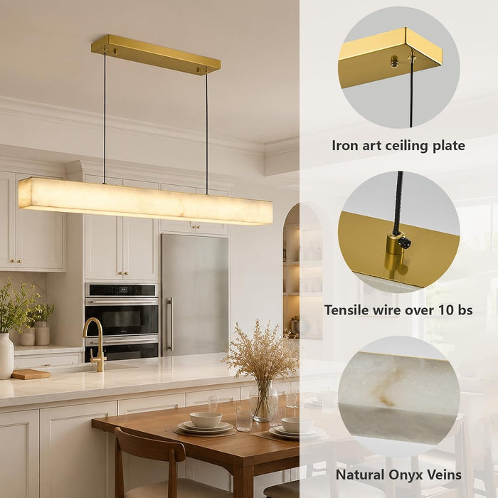 Gold Alabaster Linear Chandelier,40In,3000K