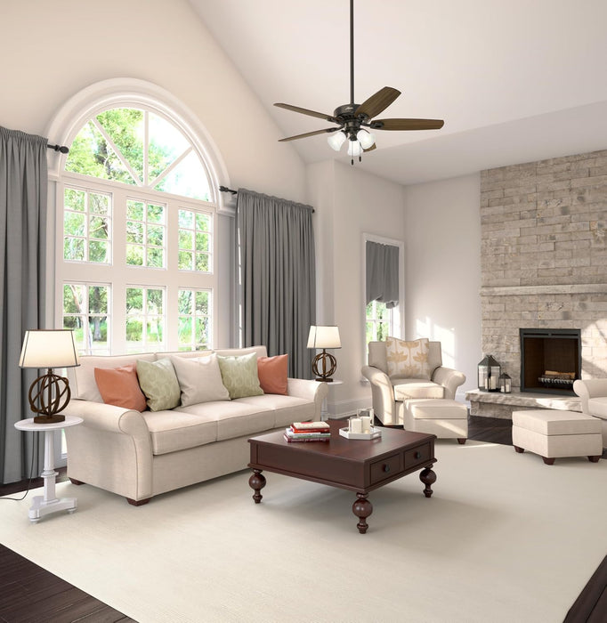 52 Inch Indoor Ceiling Fan With Brushed Bronze Shading