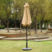 7.5' Patio Umbrella Outdoor Table Market Umbrella with Push Button Tilt/Crank, 6 Ribs (Tan)