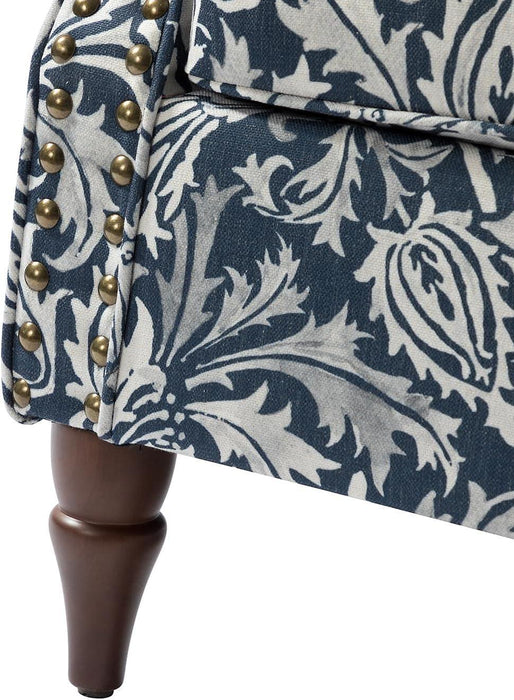 Elegant Floral Wingback Chair With Removable Cushion
