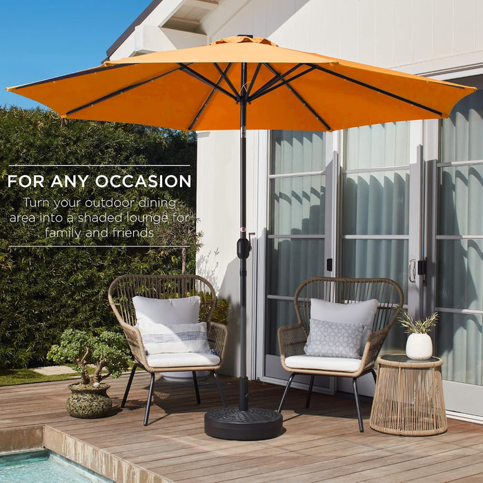 10Ft Outdoor Patio Umbrella, Outdoor Table Umbrella, Yard Umbrella, Market Umbrella with 6 Sturdy Ribs, Push Button, Tilt and Crank - Orange