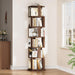Rotating Bookshelf Tower, 6 Tier Solid Wood Spinning Rolling Book Shelf | Narrow Revolving Bookcase, Vertical Bookshelves for Corner Small Spaces, Bedroom, Living Room, Walnut