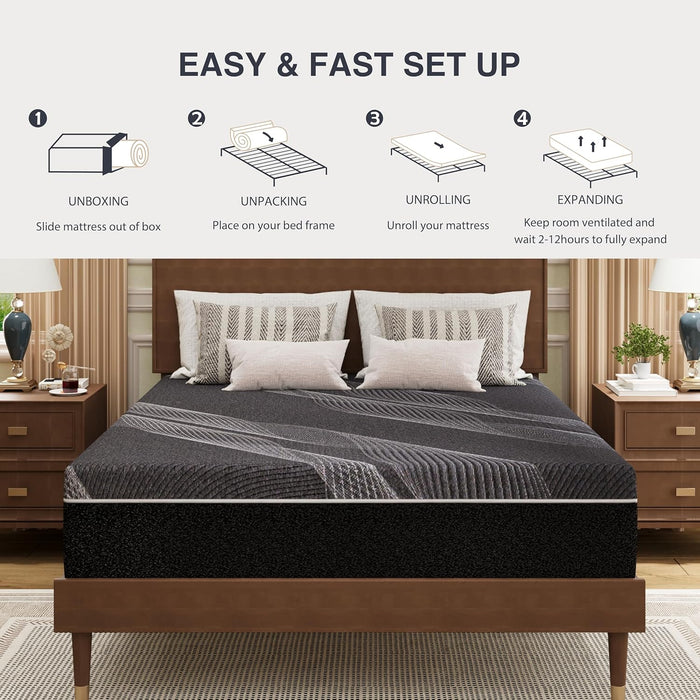 Queen Size Mattress 10 Inch Gel Memory Foam Medium