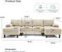 Sectional Couch, 111'' W Corduroy U Shaped Sofa with Sleepable Armrests, 4 Seat Couch with Double Chaises, Deep Sofa for Living Room, Beige