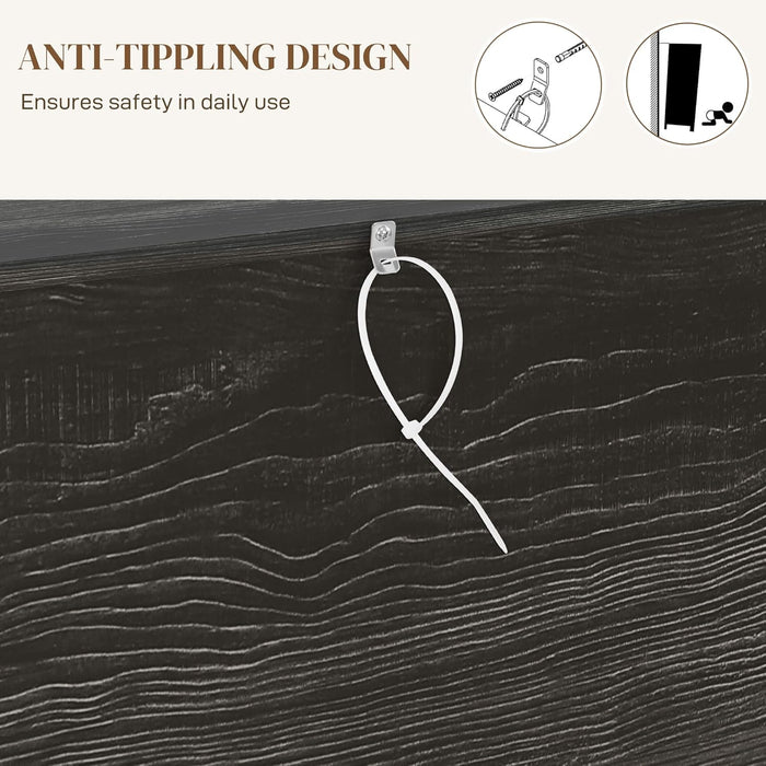 60" Farmhouse Sideboard Buffet Cabinet with Storage, Kitchen Cabinet with 2 Sliding Barn Doors, 4 Deep Drawers and 2 Adjustable Shelves, Distressed Dark Gray