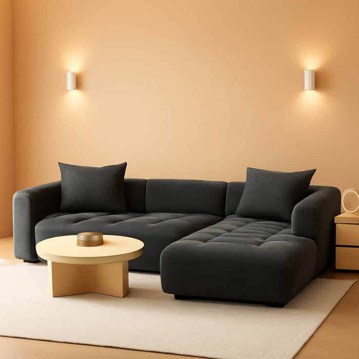 144" Cloud Sectional Couch with Ottoman,Modular Sectional Sofa with 3 Large Seat and 1 Ottoman for Living Room, Chenille, Gray