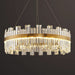 23.6''Gold Modern LED Crystal Chandelier- Contemporary Chandelier Light Fixture,Luxury Adjustable Height Chandeliers,3 Colors Dimmable Pendant Ceiling Light for Dining Room Foyer with Remote Control