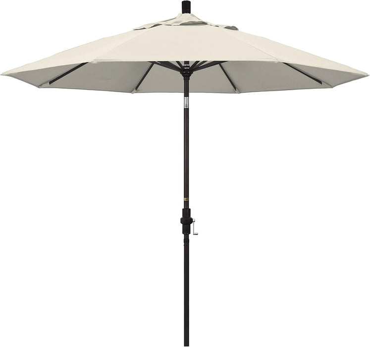 9' round Aluminum Market Umbrella, Crank Lift, Collar Tilt, Bronze Pole, Antique Beige Olefin