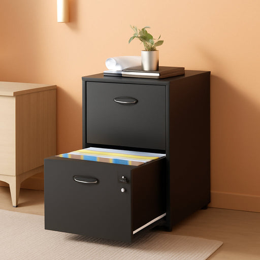 2 Drawer File Cabinets,Metal Office File Cabinet with Lock,Black