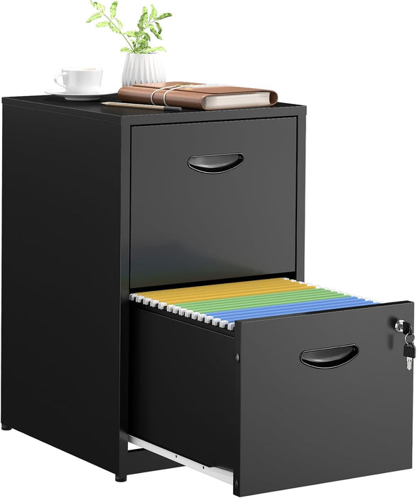 2 Drawer File Cabinets,Metal Office File Cabinet with Lock,Black