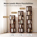 5-Tier Solid Wood Rotating Bookshelf on Wheels for Small Spaces