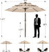 9FT 3-Tier Large Outdoor Patio Umbrella Market Table Umbrella-Uv Resistant,Easy Push Button Tilt and Crank,8 Sturdy Fiberglass Ribs Heavy-Duty Pool Umbrella for Deck,Backyard,Garden,Yard,Brown
