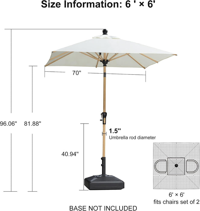 Outdoor Umbrella 6' X 6' Market Square Push Button Tilt, Cream