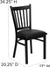 Hercules Series Vertical Back Metal Restaurant Chairs, Upholstered Armless Dining Chairs for Restaurants/Kitchens, Set of 2, Black