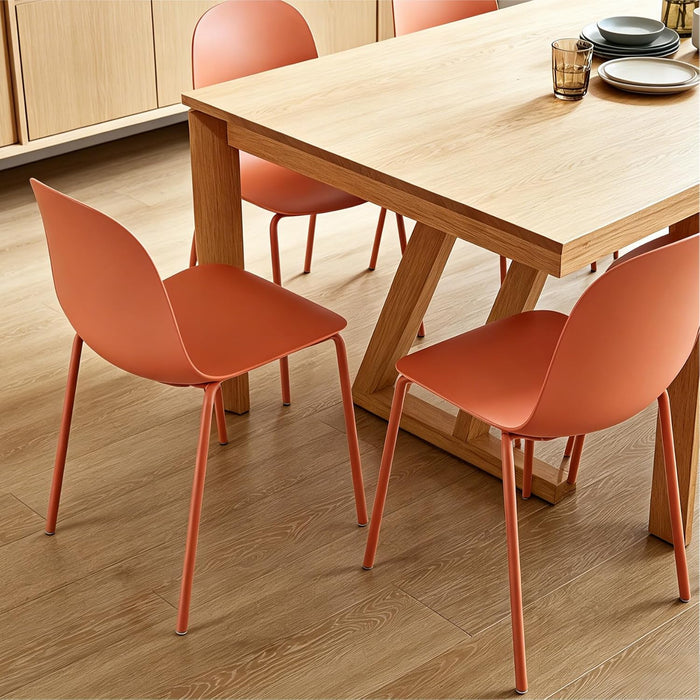 Dining Chairs Set of 2, Plastic Stackable Kitchen Chairs, Modern Indoor/Outdoor Chair with Metal Legs for Dining Room, Kitechen, Cafes, Restaurants (Terracotta)