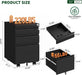 3 Drawer Metal File Cabinet with Lock & Rolling Casters