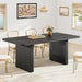 Modern Dining Table for 6-8, 71" Rectangular Farmhouse Kitchen Table with 3.6"×22.9" Black Fluted Wave Metal Legs & Wooden Top, Large Dining Table for Home Office, Dining, Black