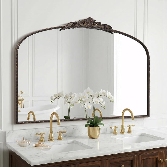 Large Bronze Vintage Mirror: 48"X33" Baroque Antique Wall Mirror
