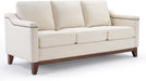 Beige ThreeSeater Upholstered Sofa With Nailhead Trim