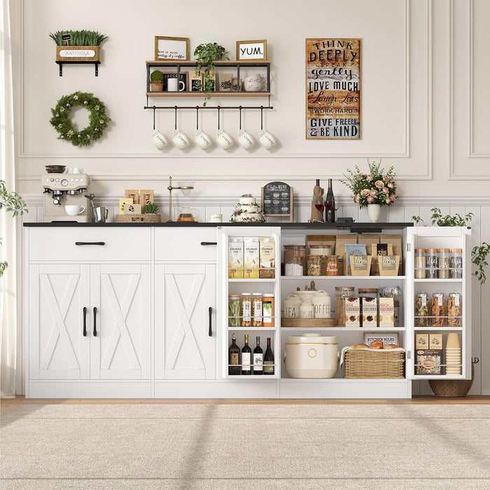 71" W Kitchen Buffet Cabinet with Storage, Large Coffee Bar Cabinet
