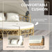 Patio Furniture Set, round Outdoor Daybed with Washable Couch Cushions, Hollow Wicker PE Rattan Sectional Sofa with Retractable Canopy for Pool, Lawn, Cream White