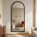 71" X 28" Arched Full Length Mirror, Antique Beaded Frame Floor Standing or Wall Mounted Mirror with Stand for Bedroom, Entryway, Bronze, Luxury Style