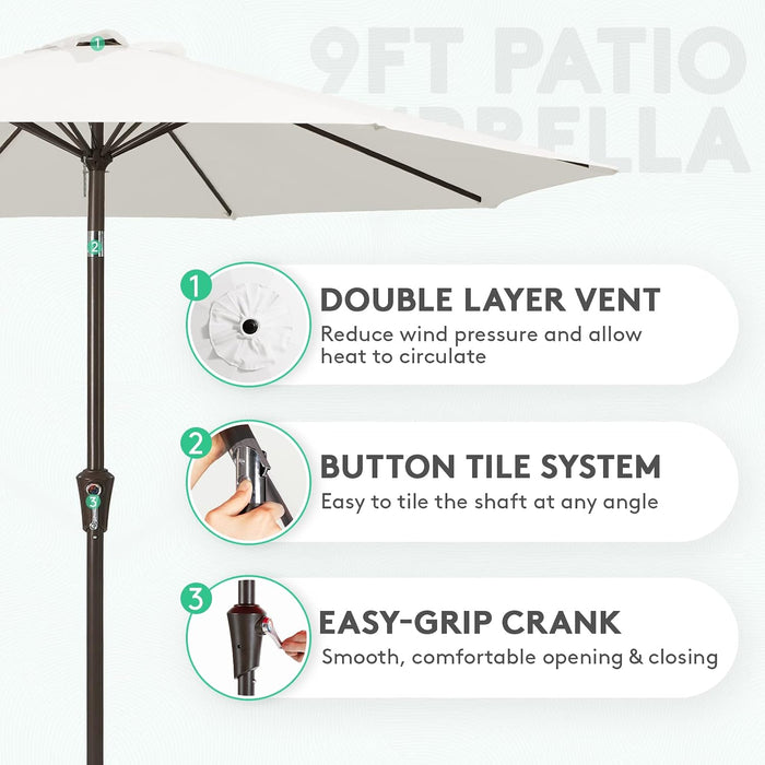9FT Outdoor Patio Umbrella, Market Umbrella, Creamy-White