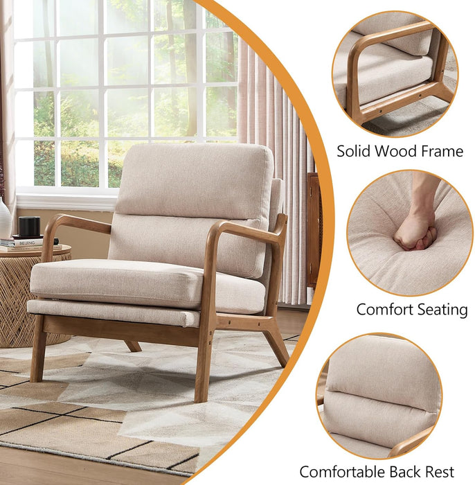 Accent Chair with Solid Wood Frame & Premium Fabric Upholstery – Modern Stylish Seating for Living Room, Bedroom & Small Spaces | Supportive, Easy-Clean Design