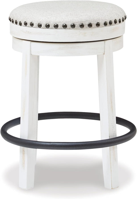 Valebeck 24" Counter Height Upholstered Swivel Stool, White & Black