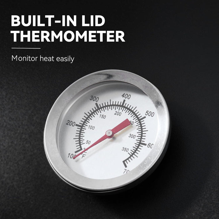 CC1830M 30 Inch Barrel Charcoal Grill with Offset Smoker & Warming Rack, Outdoor BBQ Grill with 811 Sq. In. Grilling Space for Backyard, Patio and Parties, Black