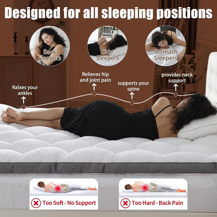 3 Inch Memory Foam Mattress Topper Queen, Extra Soft Pillow Top Mattress Topper with Breathable Air Mesh Sides, 1700GSM Fluffy Shredded Memory Foam Filled & Thicked down Alternative-Lined