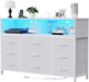 White Dresser With BuiltInLED USB Charging Station