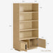 5 Tier Bookshelf, Boho Bookcase with Rattan Doors - Wood | Wooden Bookcase and Bookshelf with Storage, Tall Book Stand, Large Bookshelf for Living Room, Bedroom, Home Office, Kitchen