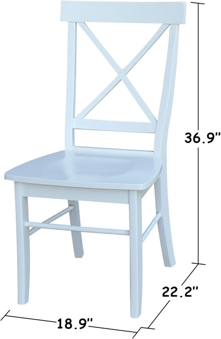 , Set of Two X-Back Dining Chairs, White , 225Lbs Wt Capacity, Solid Real Wood, Sturdy Parawood, White