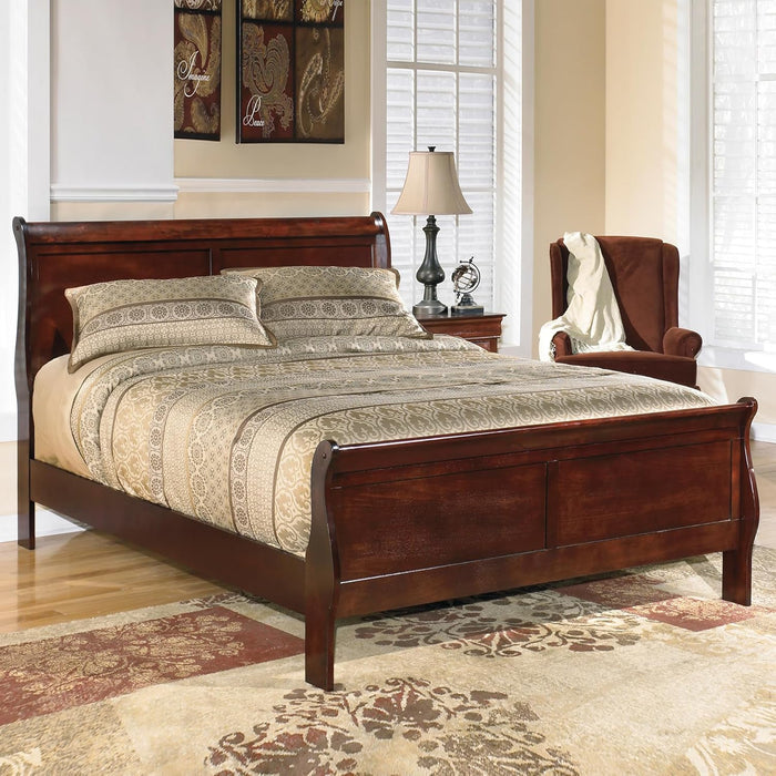 Signature Design by Ashley Alisdair Traditional Queen Sleigh Bed, Foundation or Box Spring Needed, Dark Brown