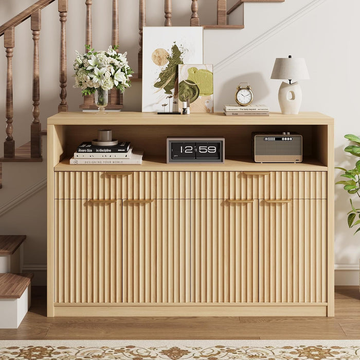51" Buffet Sideboard Cabinet, Modern Hutch Storage Cabinets Natural