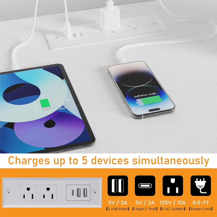 White Dresser With BuiltInLED USB Charging Station