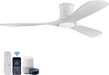 52In Smart Low Profile Ceiling Fans with Lights Remote,Quiet DC Motor,Outdoor Indoor Flush Mount Ceiling Fan,Control with WIFI Alexa App,Dimmable,6-Speed,3 White Wood Blades,For Modern Bedroom Patio