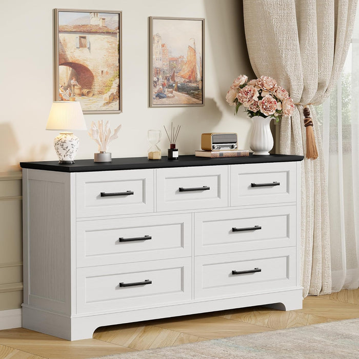 Farmhouse Dresser 52InchWide White Storage Organizer Chest