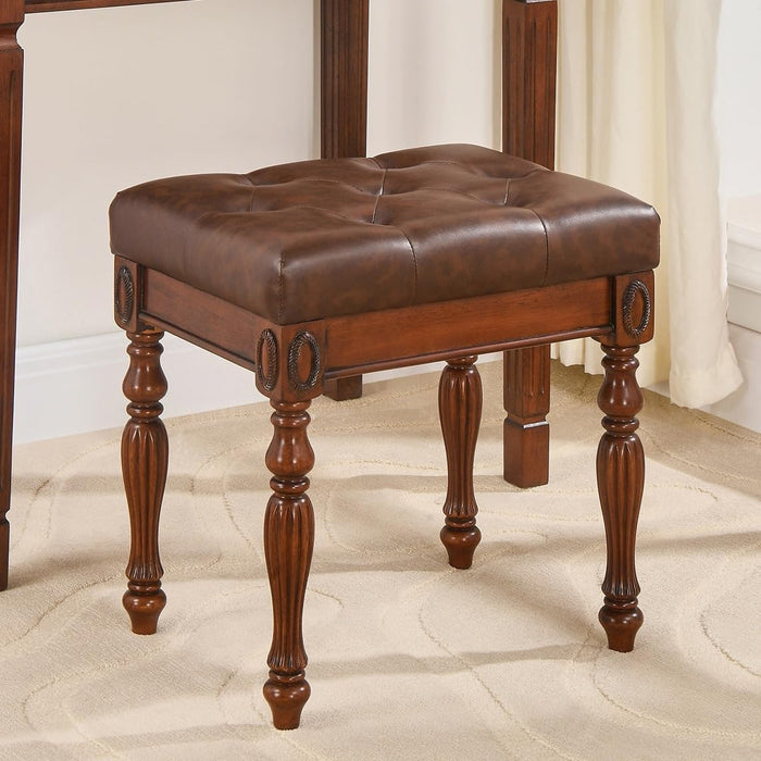 DarkCherryVanity SolidWood DeskWithFlipTop MirrorStorage