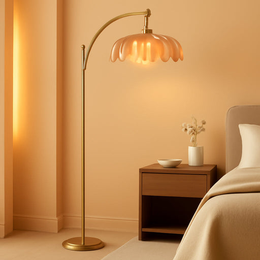 AntiqueBronze Tall Floor Lamp With Dimmable Remote