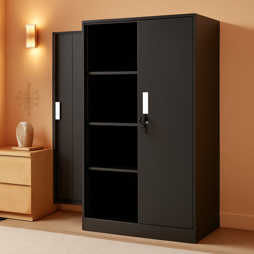 Locking Black 53Inch Industrial Metal Storage Cabinet