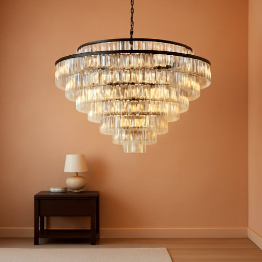 Large Crystal Chandelier, 48’’ Black Farmhouse Luxury Chandelier