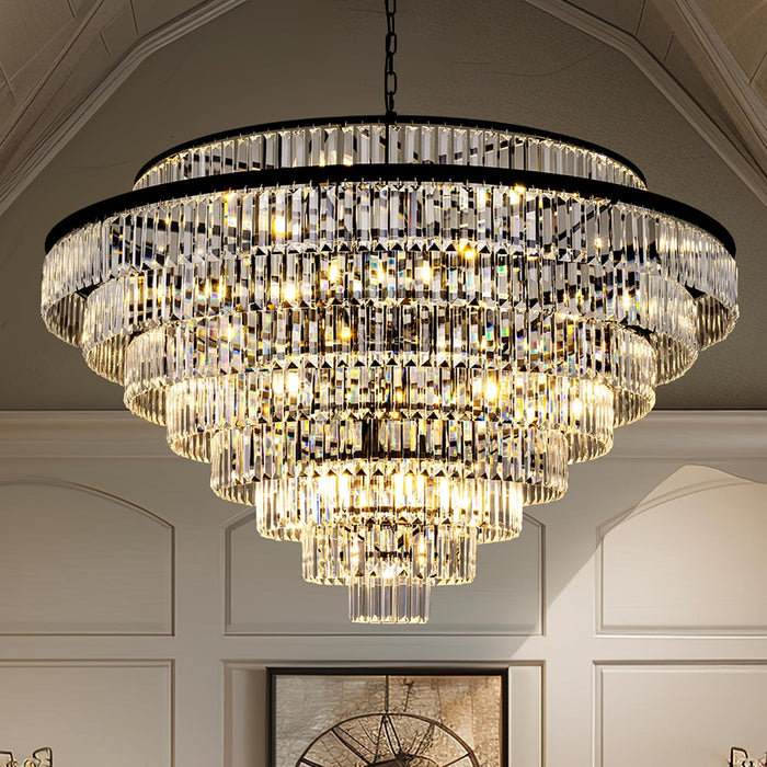 Large Crystal Chandelier, 48’’ Black Farmhouse Luxury Chandelier