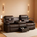 Home Theater Seating，Rv Reclining Sofa Set with Adjustable Headrest， Recliner Sofa with Heat and Usb&Type-C, Dawer & Cup Holders, 150° Recline for RV & Living Room(3-Seater Brown)