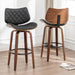 26" Swivel Bar Stools Set of 2, Mid Century Modern Counter Height Barstools Black Leather Upholstered Bar Chairs for Kitchen Island/Dining Room/Cafe